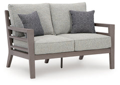 Hillside Barn Gray/Brown Outdoor Loveseat with Cushion - Ornate Home