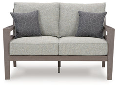 Hillside Barn Gray/Brown Outdoor Loveseat with Cushion - Ornate Home