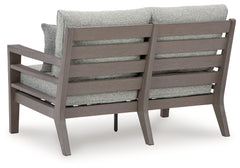 Hillside Barn Gray/Brown Outdoor Loveseat with Cushion - Ornate Home