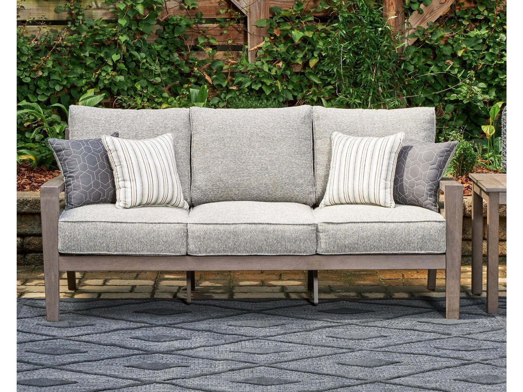 Hillside Barn Gray/Brown Outdoor Sofa with Cushion - Ornate Home
