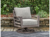 Hillside Barn Gray/Brown Outdoor Swivel Lounge with Cushion - Ornate Home