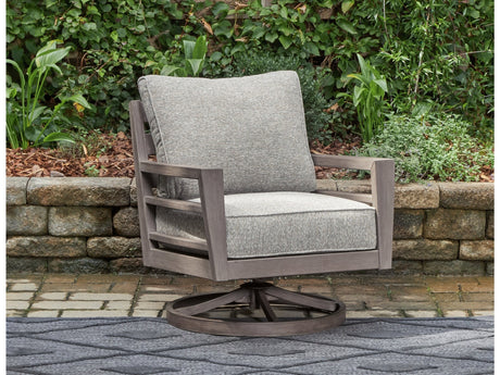 Hillside Barn Gray/Brown Outdoor Swivel Lounge with Cushion - Ornate Home