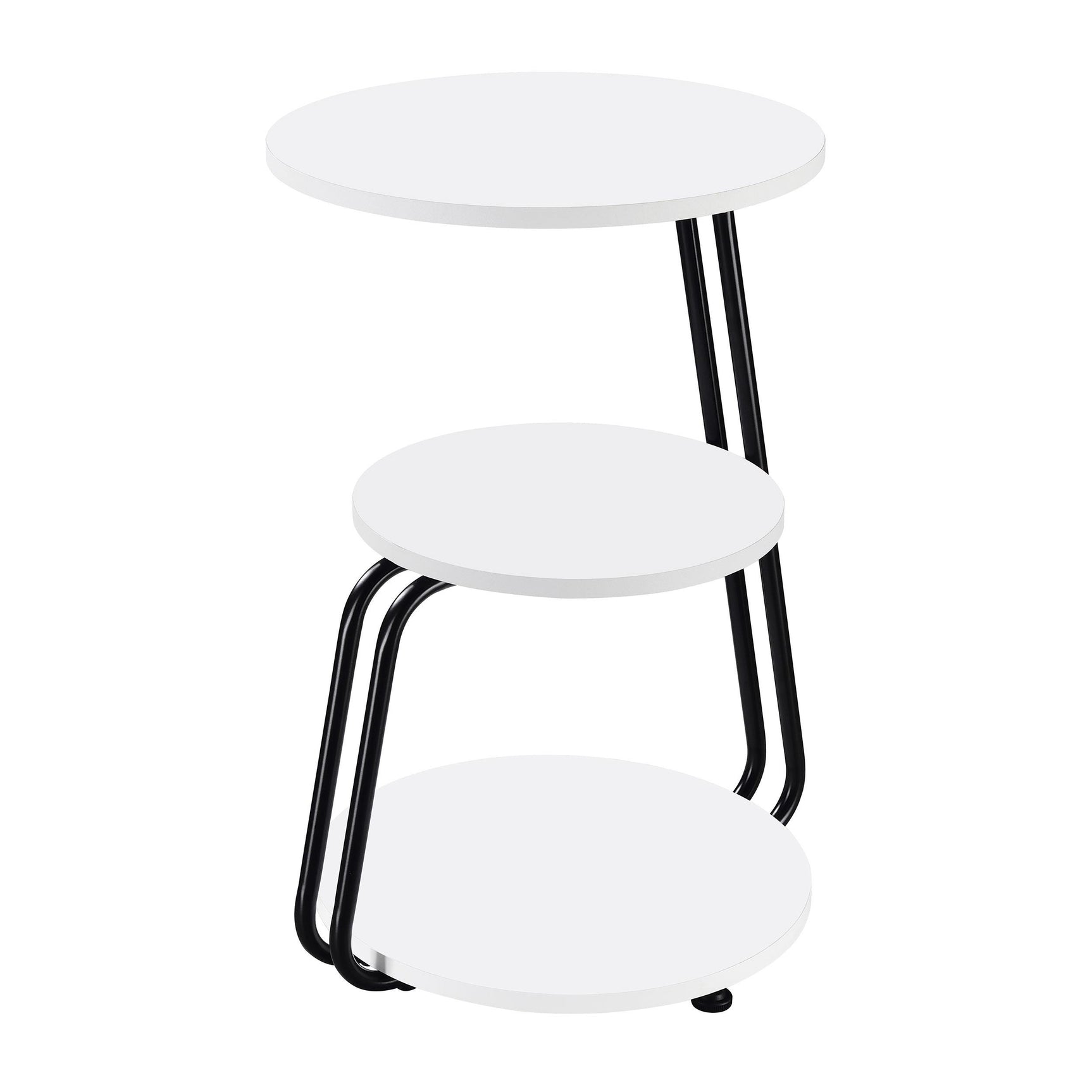 Hilly White and Black 3-tier Round Accent Side Table - Ornate Home