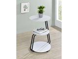 Hilly White and Black 3-tier Round Accent Side Table - Ornate Home
