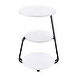 Hilly White and Black 3-tier Round Accent Side Table - Ornate Home
