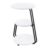 Hilly White and Black 3-tier Round Accent Side Table - Ornate Home