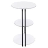Hilly White and Black 3-tier Round Accent Side Table - Ornate Home