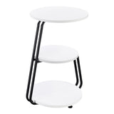 Hilly White and Black 3-tier Round Accent Side Table - Ornate Home