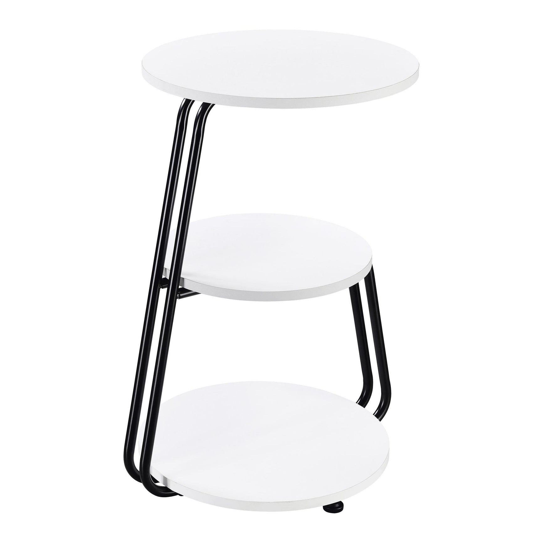 Hilly White and Black 3-tier Round Accent Side Table - Ornate Home