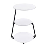 Hilly White and Black 3-tier Round Accent Side Table - Ornate Home