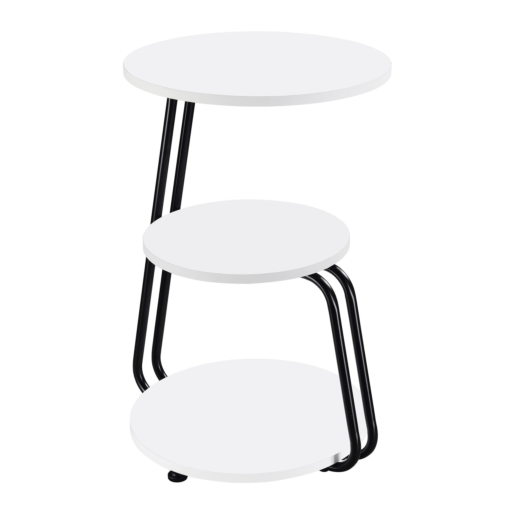 Hilly White and Black 3-tier Round Accent Side Table - Ornate Home