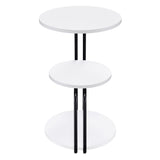 Hilly White and Black 3-tier Round Accent Side Table - Ornate Home