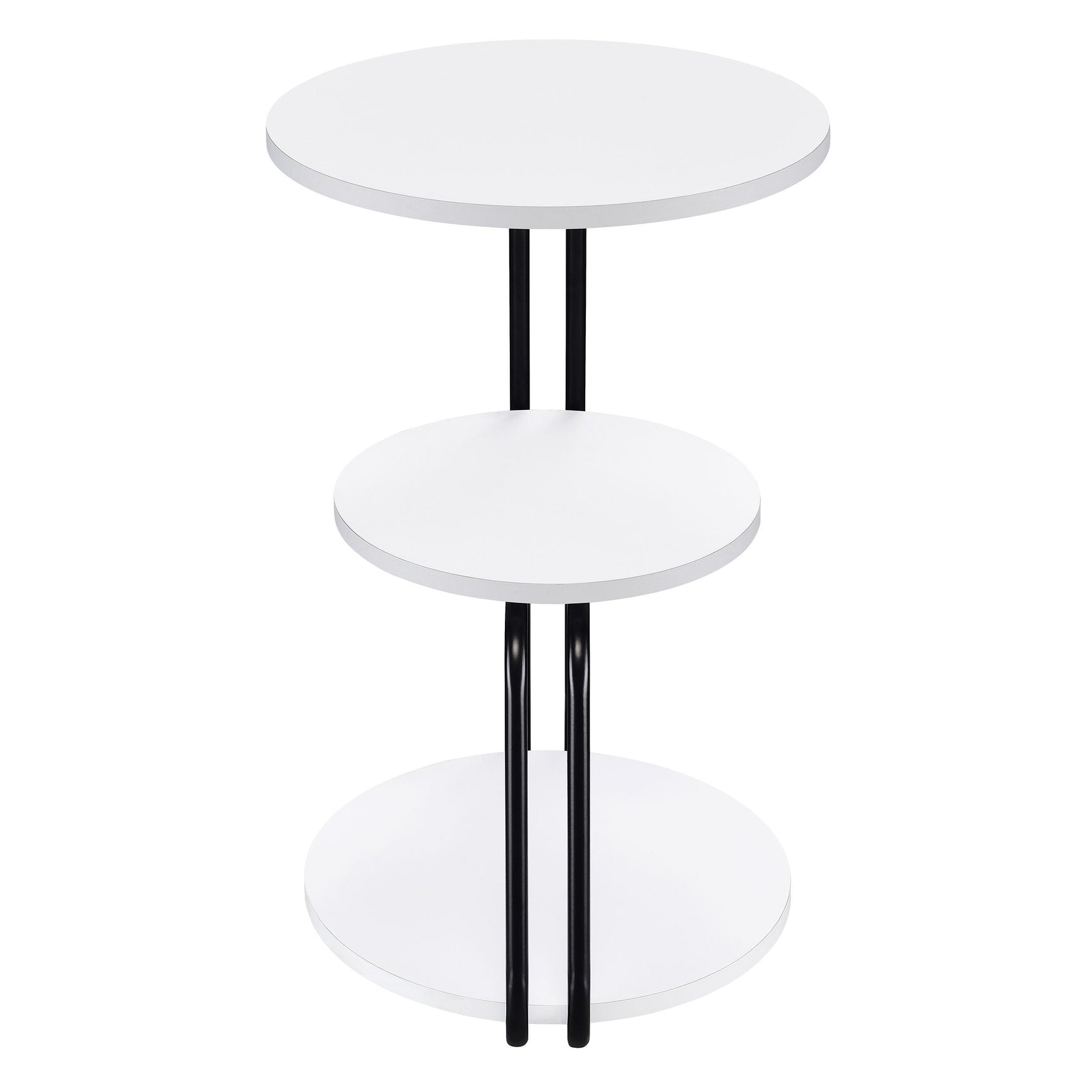 Hilly White and Black 3-tier Round Accent Side Table - Ornate Home
