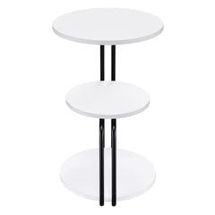 Hilly White and Black 3-tier Round Accent Side Table - Ornate Home