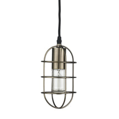 Hines Antiqued-Brass Metal Cage Pendant Light - Ornate Home