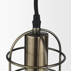 Hines Antiqued-Brass Metal Cage Pendant Light - Ornate Home