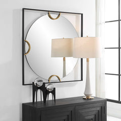 Hinson Black/Gold Square Mirror - Ornate Home