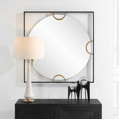 Hinson Black/Gold Square Mirror - Ornate Home