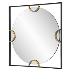 Hinson Black/Gold Square Mirror - Ornate Home