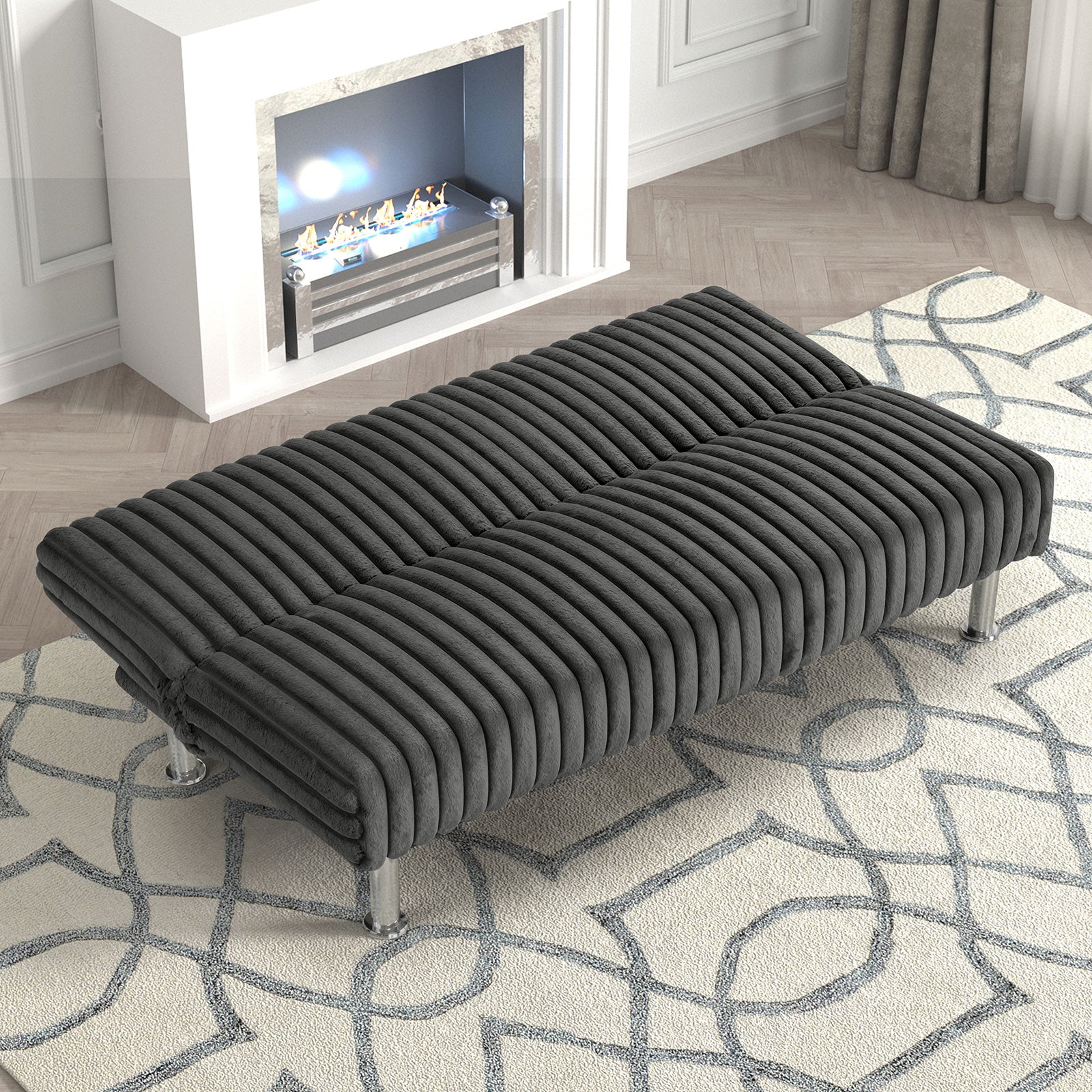 Hinwil Charcoal Futon Sofa Bed - Ornate Home