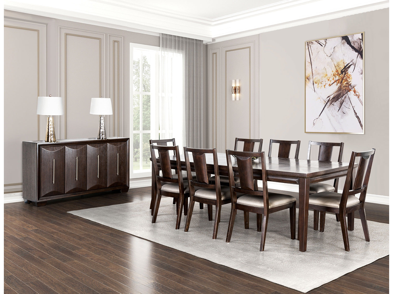 Hinwitz Espresso 9 Piece Dining Set - Ornate Home