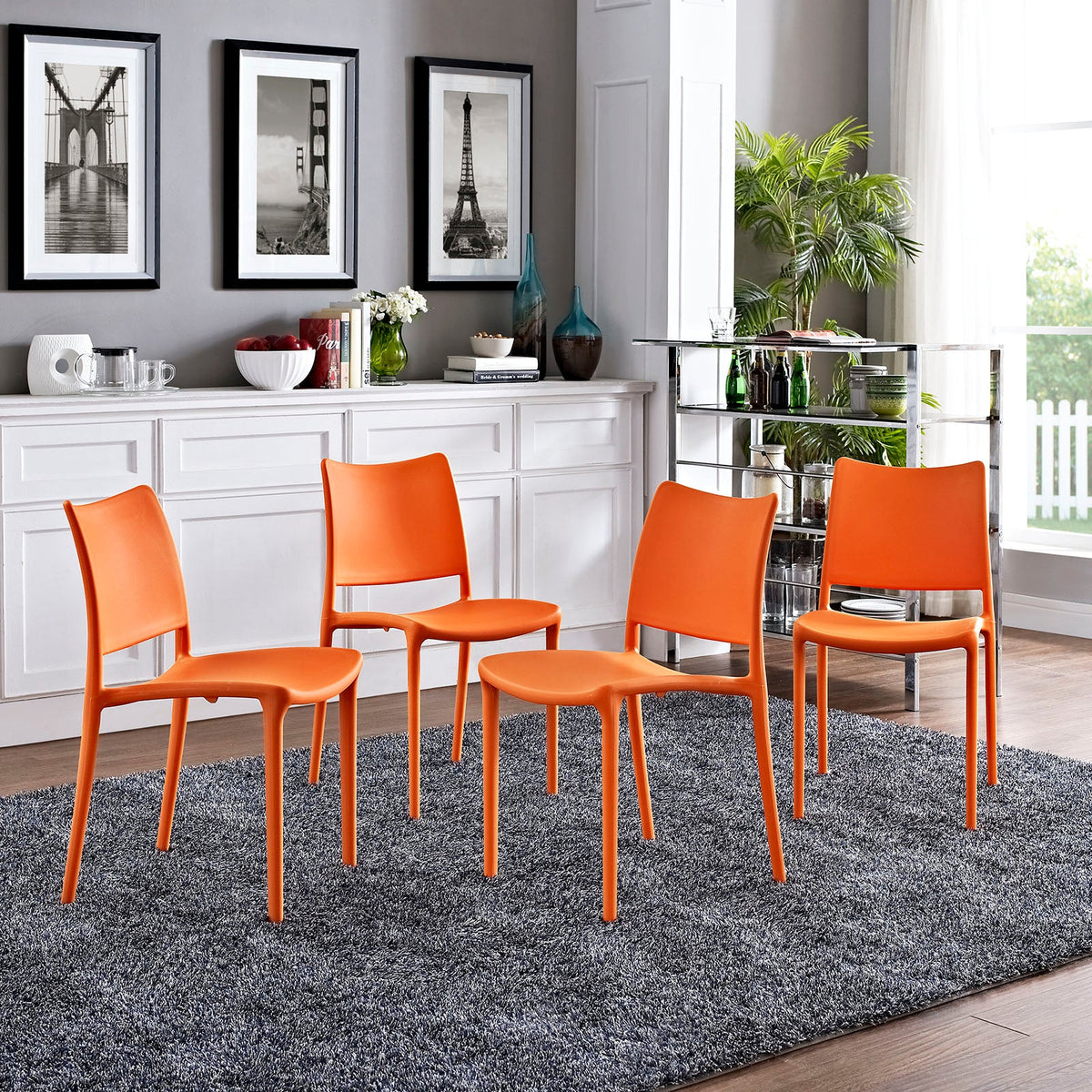 Hipster Orange Dining Side Chair (Set of 4) - Ornate Home