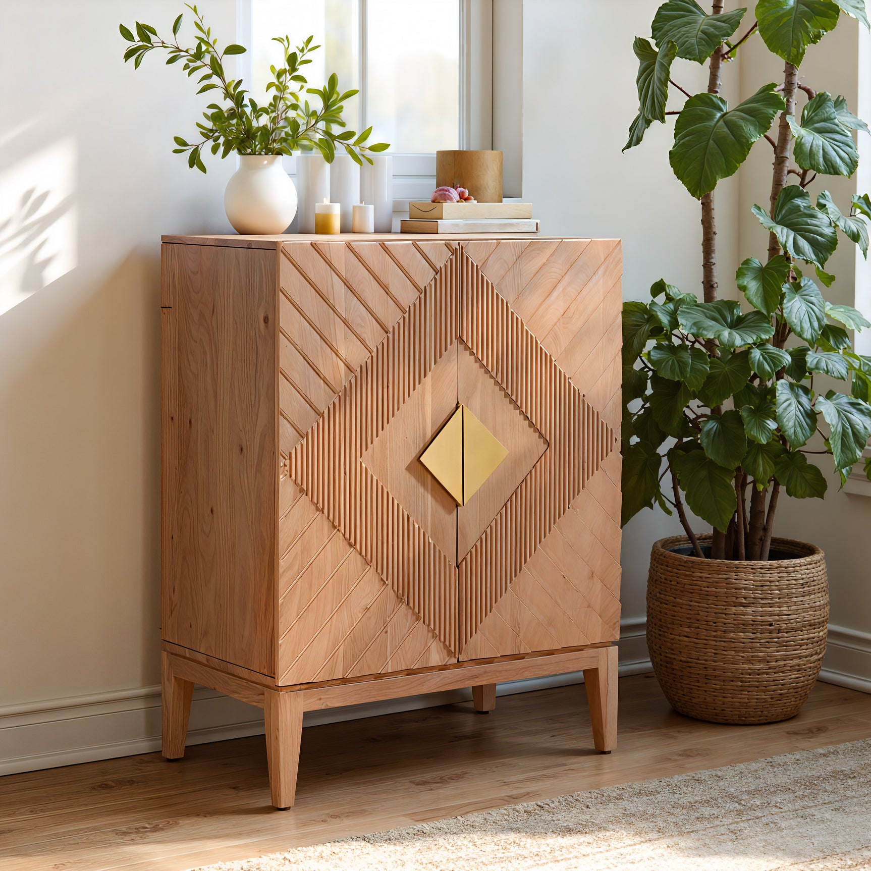Hira Natural Cabinet - Ornate Home