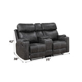 Hirah Dark Gray Motion Loveseat W/Console & Usb Port - Ornate Home