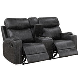 Hirah Dark Gray Motion Loveseat W/Console & Usb Port - Ornate Home