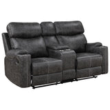 Hirah Dark Gray Motion Loveseat W/Console & Usb Port - Ornate Home