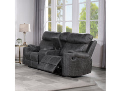 Hirah Dark Gray Motion Loveseat W/Console & Usb Port - Ornate Home