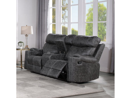 Hirah Dark Gray Motion Loveseat W/Console & Usb Port - Ornate Home