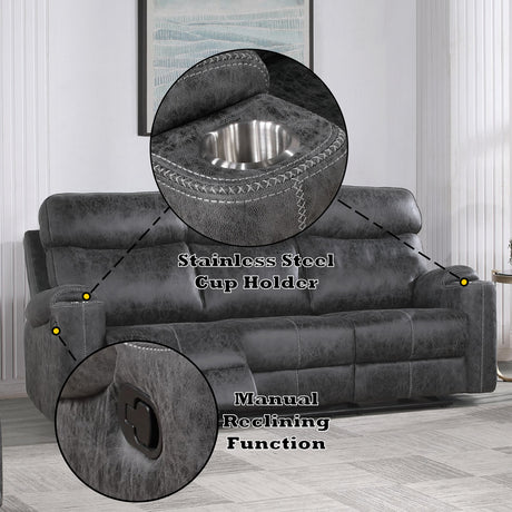 Hirah Dark Gray Motion Sofa - Ornate Home