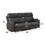 Hirah Dark Gray Motion Sofa - Ornate Home