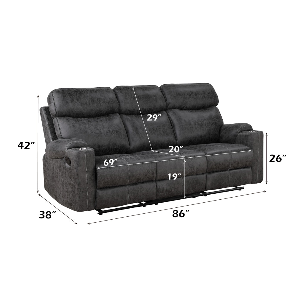 Hirah Dark Gray Motion Sofa - Ornate Home