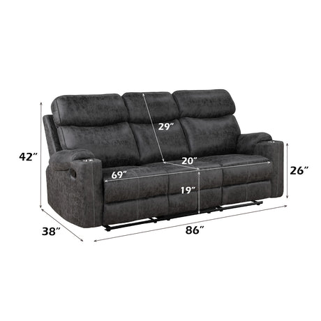 Hirah Dark Gray Motion Sofa - Ornate Home