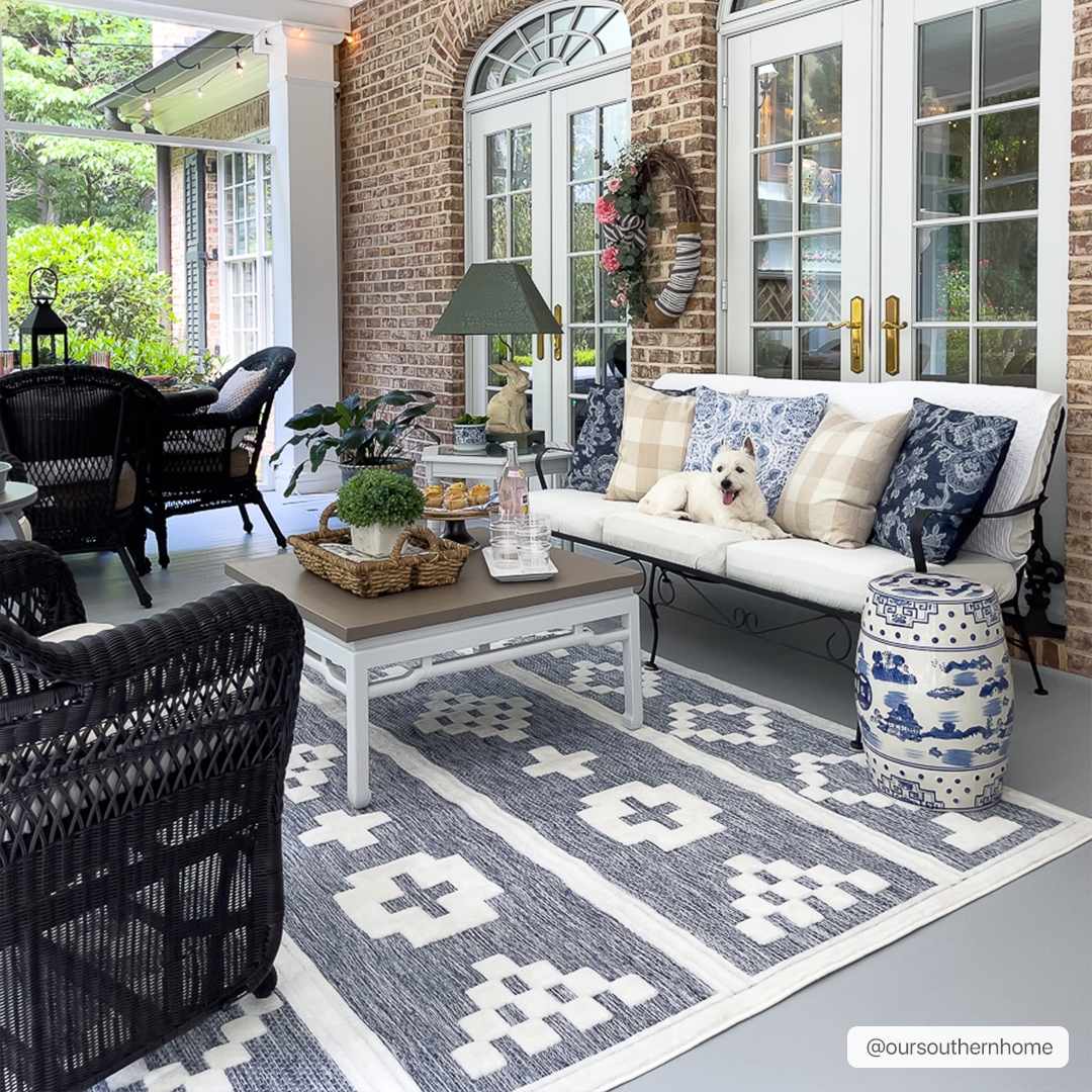 Hiro Blue Outdoor Rug - Clearance - Ornate Home