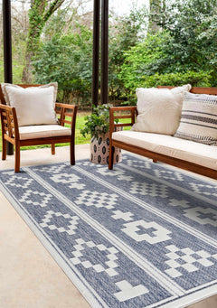 Hiro Blue Outdoor Rug - Clearance - Ornate Home
