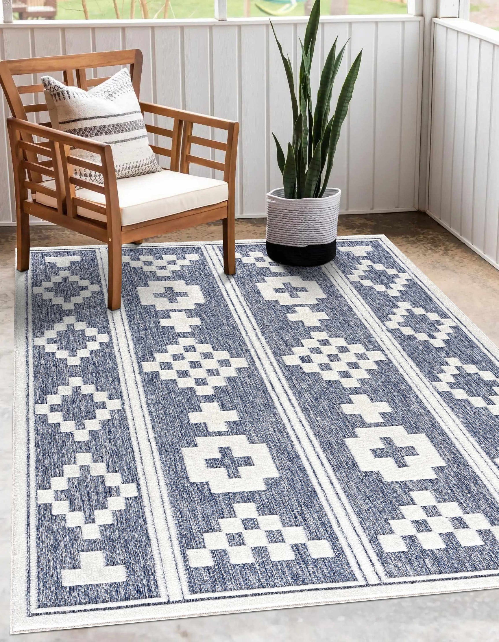 Hiro Blue Outdoor Rug - Clearance - Ornate Home