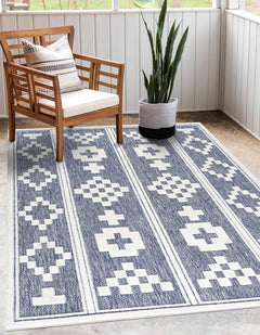 Hiro Blue Outdoor Rug - Clearance - Ornate Home
