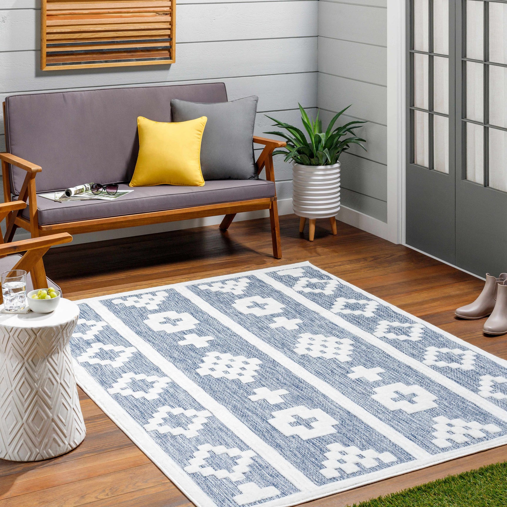 Hiro Blue Outdoor Rug - Clearance - Ornate Home