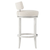 Hirsch Glacier White/White/Cream Fabric Bar Stool - Ornate Home