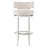 Hirsch Glacier White/White/Cream Fabric Bar Stool - Ornate Home