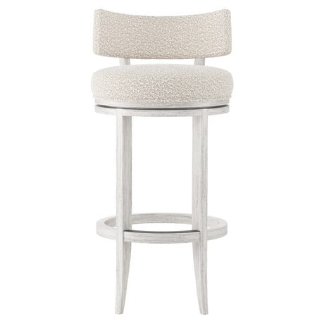 Hirsch Glacier White/White/Cream Fabric Bar Stool - Ornate Home