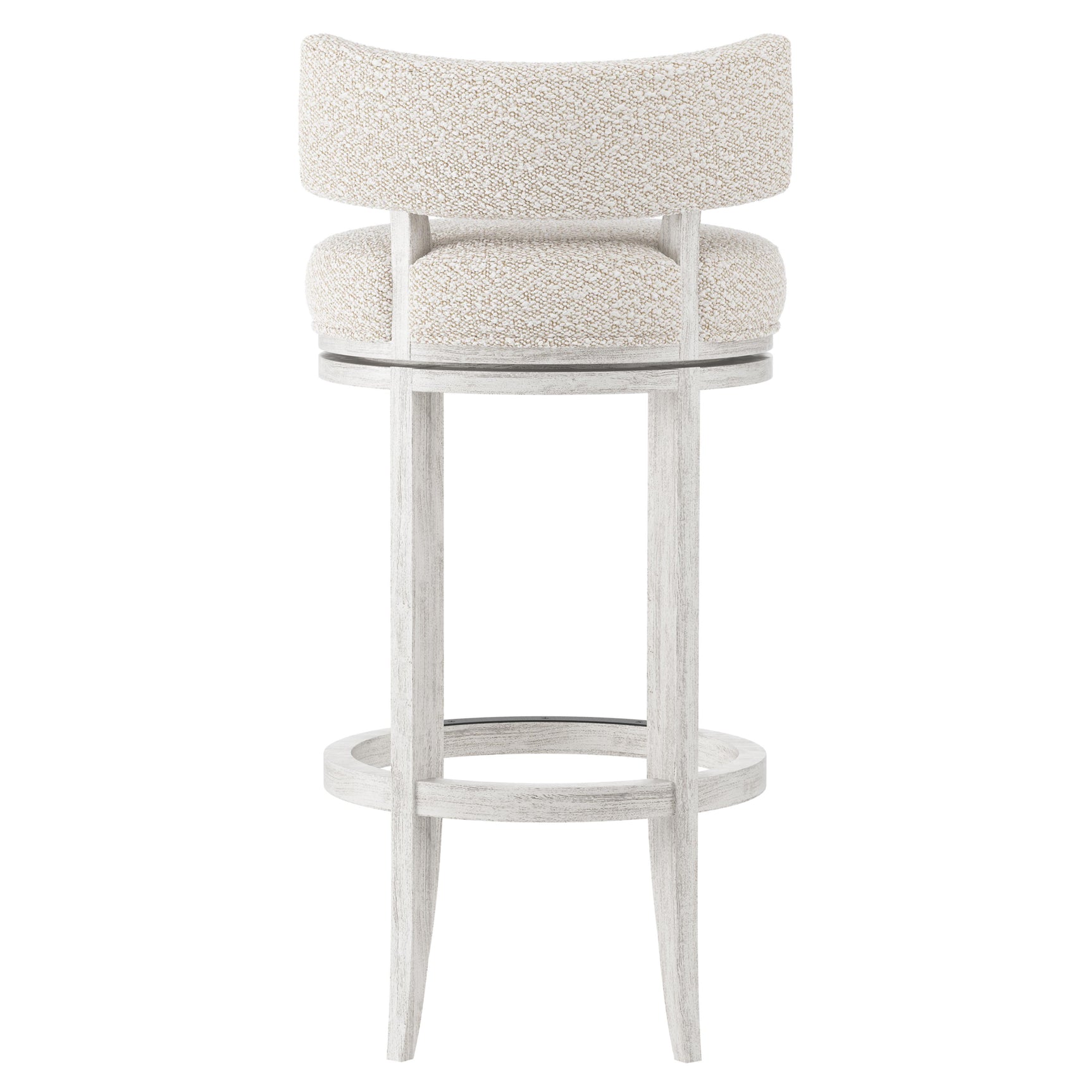 Hirsch Glacier White/White/Cream Fabric Bar Stool - Ornate Home