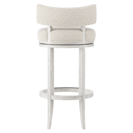 Hirsch Glacier White/White/Cream Fabric Bar Stool - Ornate Home