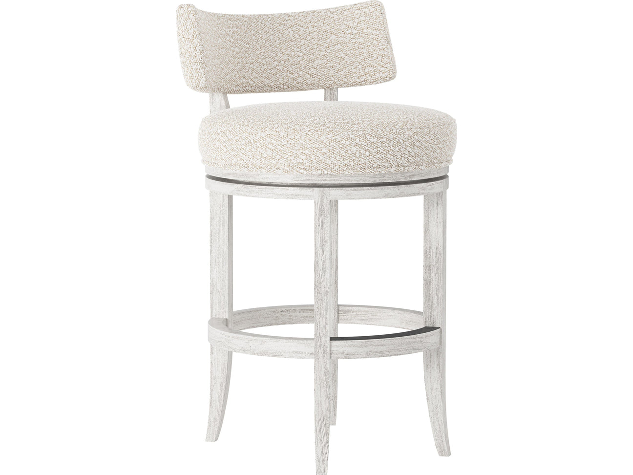 Hirsch Glacier White/White/Cream Fabric Counter Stool - Ornate Home