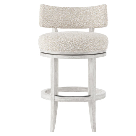 Hirsch Glacier White/White/Cream Fabric Counter Stool - Ornate Home