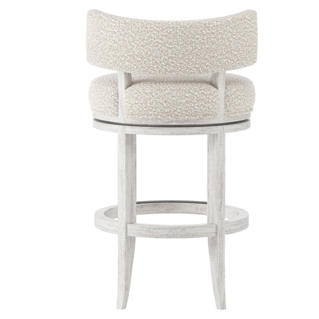 Hirsch Glacier White/White/Cream Fabric Counter Stool - Ornate Home