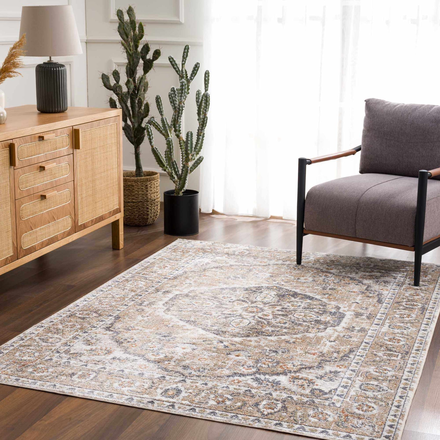 Hiti Beige Flat Pile Washable Rug - Ornate Home